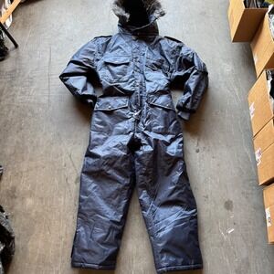 Hagor Navy Blue Nylon Hermonit Snow Suit Insulated Hooded Coveralls Mens M